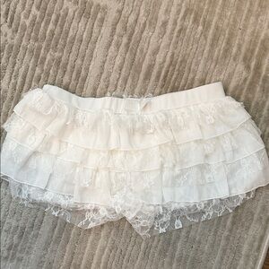 White Lace Ruffle Shorts